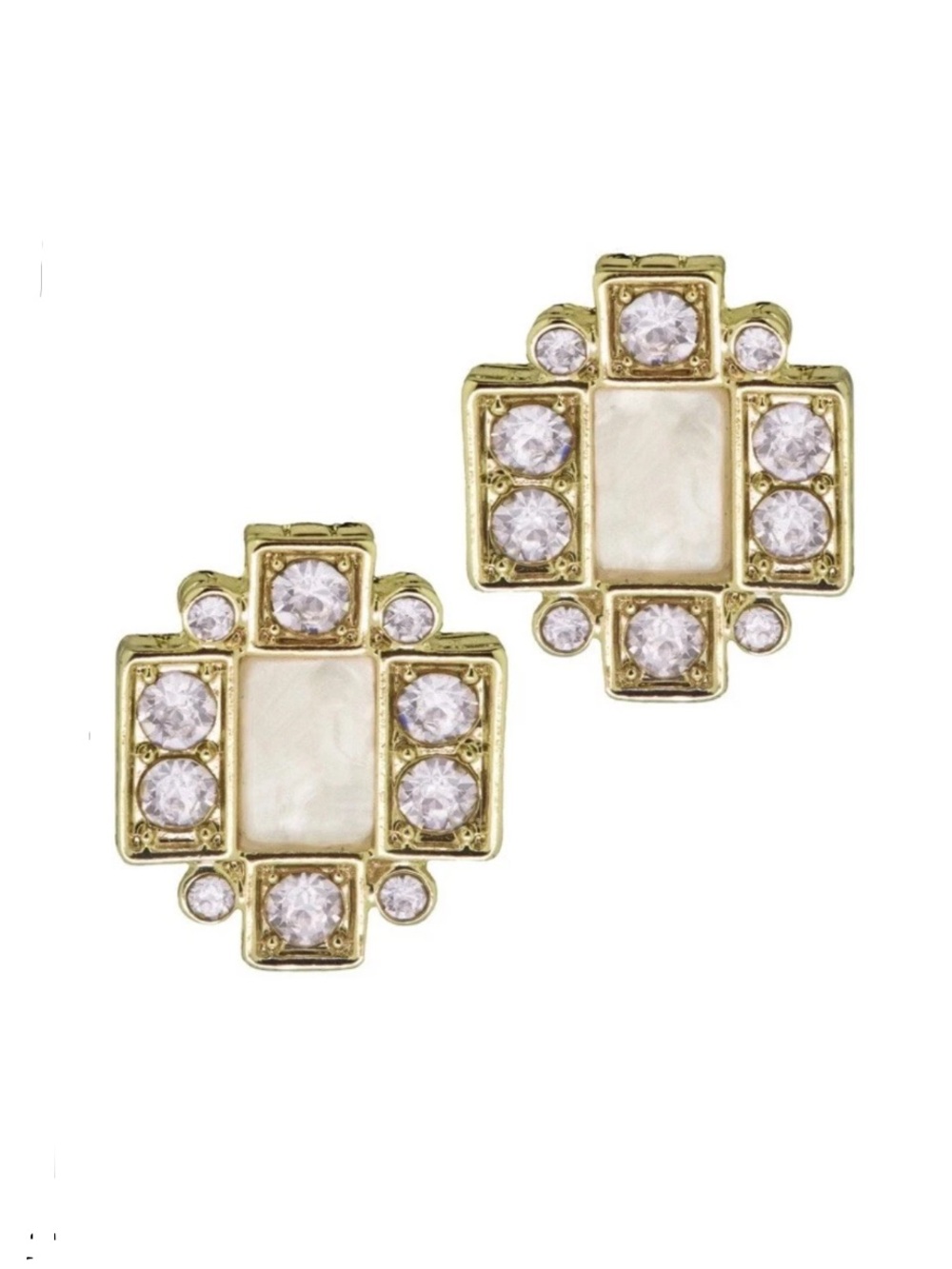 HEIDI DAUS “Deco Delight" Crystal Mother-of-Pearl Button Earrings